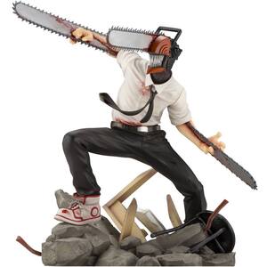 Chainsaw Man-Figur – Denji in seiner Teufelsform mit dynamischer Kampfpose und blutigen Kettensägenarmen.