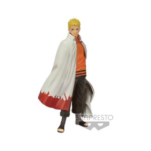 Figur von Naruto Uzumaki aus 'Boruto: Naruto Next Generations', mit ikonischem weißem Mantel mit roten Flammen am Saum, orangefarbener Jacke und schwarzer Hose. Perfekt für Fans und Sammler von Anime-Merchandise.