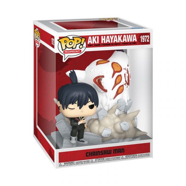 Funko POP! Moment Figur von Aki Hayakawa mit dem Fuchsdämon aus Chainsaw Man.