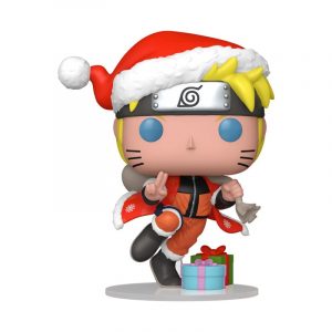 Funko POP! Figur von Uzumaki Naruto im Weihnachtsoutfit mit Santa-Mütze, Mantel und Geschenken.