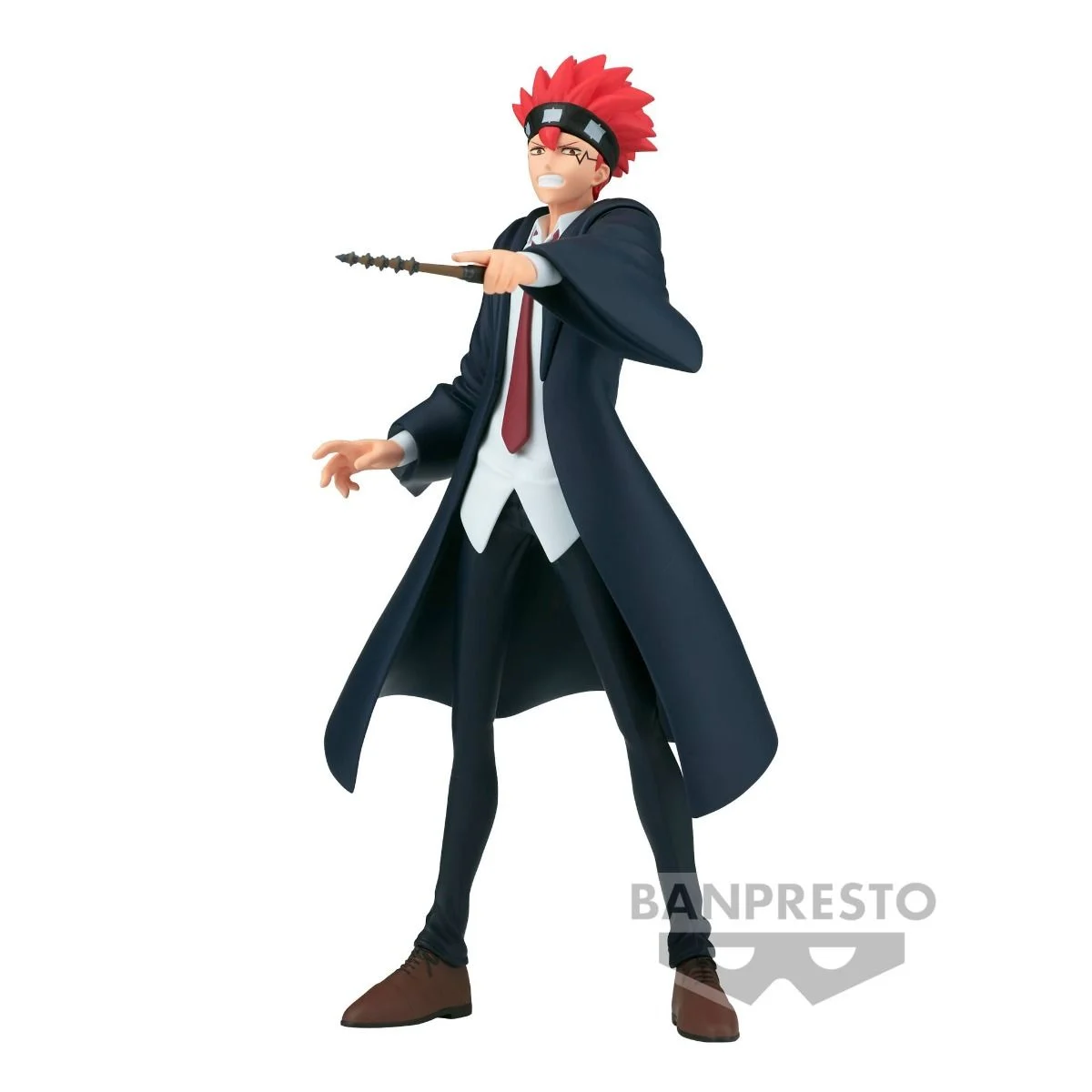 Banpresto DXF Figur von Dot Barrett aus Mashle mit Stirnband und ausgerichtetem Zauberstab im Schulgewand.