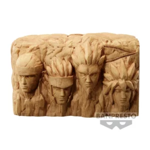 Spardose in Form des Hokage-Felsens aus Naruto mit den in Stein gemeißelten Gesichtern der ersten vier Hokage.