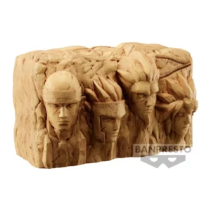 Spardose in Form des Hokage-Felsens aus Naruto mit den in Stein gemeißelten Gesichtern der ersten vier Hokage.