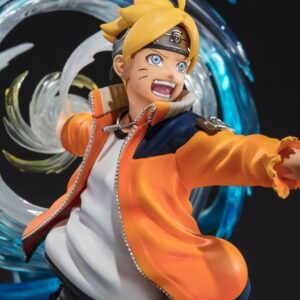 iguartsZERO Statue von Boruto Uzumaki im Sprung, umgeben von transparenten blauen Wind- und Wasser-Effekten.