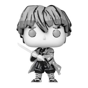 Funko POP!-Figur von Zenitsu Agatsuma aus Demon Slayer im Schwarz-Weiß-Tuschedesign mit gezogener Klinge.