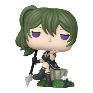 Funko POP!-Figur von Übel aus Frieren sitzend auf einem Felsen mit Zauberstab und grünen Haaren.