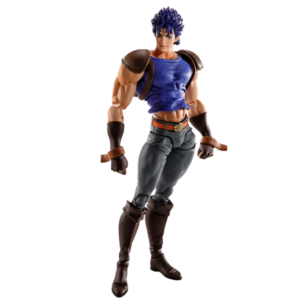 Bandai Spirits S.H.Figuarts Actionfigur von Jonathan Joestar aus JoJo's Bizarre Adventure im blauen Shirt mit Schulterprotektoren.