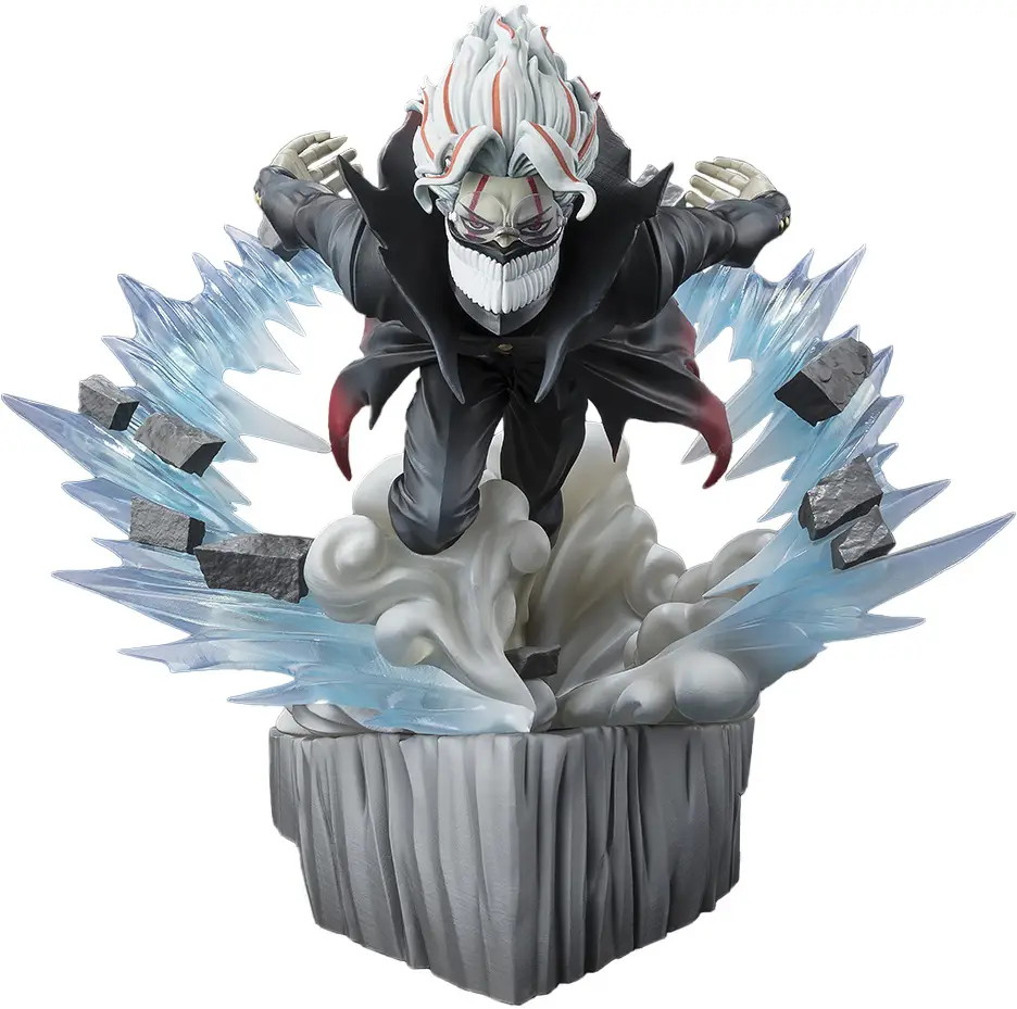 FiguartsZERO-Statue von Okarun in transformierter Form mit spektakulären transparenten Wind-Effekten und Fels-Base.