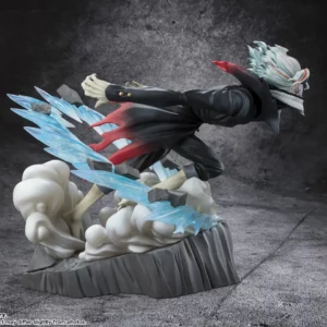 FiguartsZERO-Statue von Okarun in transformierter Form mit spektakulären transparenten Wind-Effekten und Fels-Base.