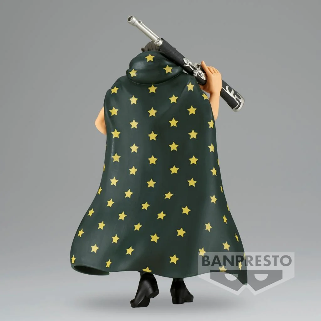 Banpresto The Shukko Figur von Yasopp aus One Piece mit Gewehr auf der Schulter und Sternen-Umhang.