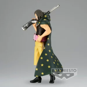 Banpresto The Shukko Figur von Yasopp aus One Piece mit Gewehr auf der Schulter und Sternen-Umhang.