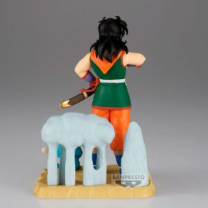Banpresto History Box Figur von Yamcha im orange-grünen Outfit mit Säbel und Puar auf einer Felsen-Base.