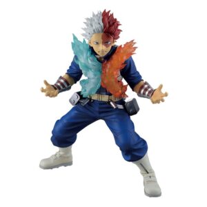 Bandai Spirits Masterlise Figur von Shoto Todoroki aus My Hero Academia mit Flammen- und Eiseffekten.