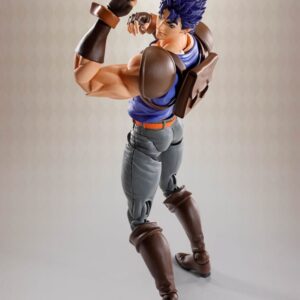 Bandai Spirits S.H.Figuarts Actionfigur von Jonathan Joestar aus JoJo's Bizarre Adventure im blauen Shirt mit Schulterprotektoren.
