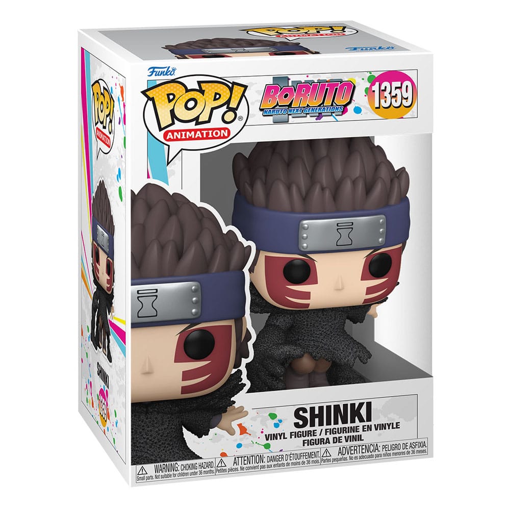 Funko POP!-Figur von Shinki aus Boruto mit roten Gesichtsbemalungen und schwarzer Eisensand-Klaue.
