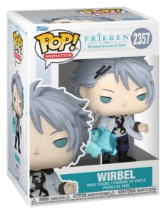 Funko POP!-Figur von Wirbel aus Frieren mit grauen Haaren, Zauberstab und blauem Waben-Schildeffekt.