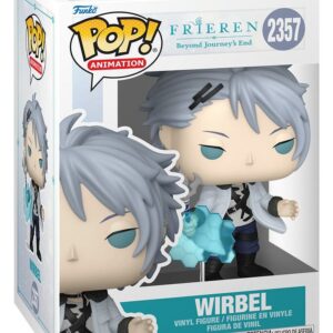 Funko POP!-Figur von Wirbel aus Frieren mit grauen Haaren, Zauberstab und blauem Waben-Schildeffekt.