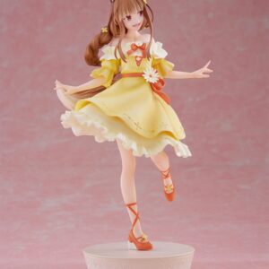 FuRyu Tenitol Figur von Holo aus Spice and Wolf im gelben Sommerkleid mit Blumen und Wolfsohren.