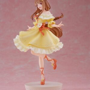 FuRyu Tenitol Figur von Holo aus Spice and Wolf im gelben Sommerkleid mit Blumen und Wolfsohren.