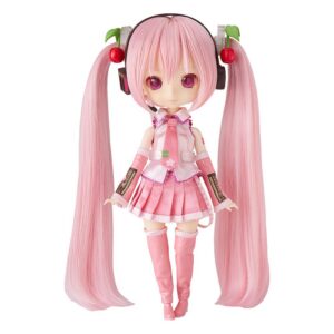 Good Smile Company Harmonia humming Puppe von Sakura Miku in rosa Stoffkleidung mit Kirschen-Haarschmuck.