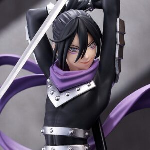 Good Smile Company Pop Up Parade Figur von Speed-o'-Sound Sonic aus One Punch Man mit erhobenem Katana und lila Schal.