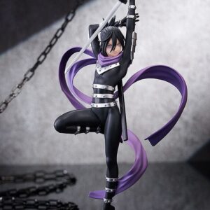 Good Smile Company Pop Up Parade Figur von Speed-o'-Sound Sonic aus One Punch Man mit erhobenem Katana und lila Schal.