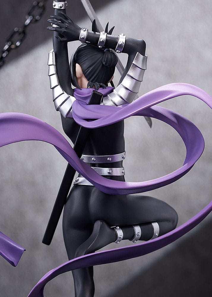 Good Smile Company Pop Up Parade Figur von Speed-o'-Sound Sonic aus One Punch Man mit erhobenem Katana und lila Schal.