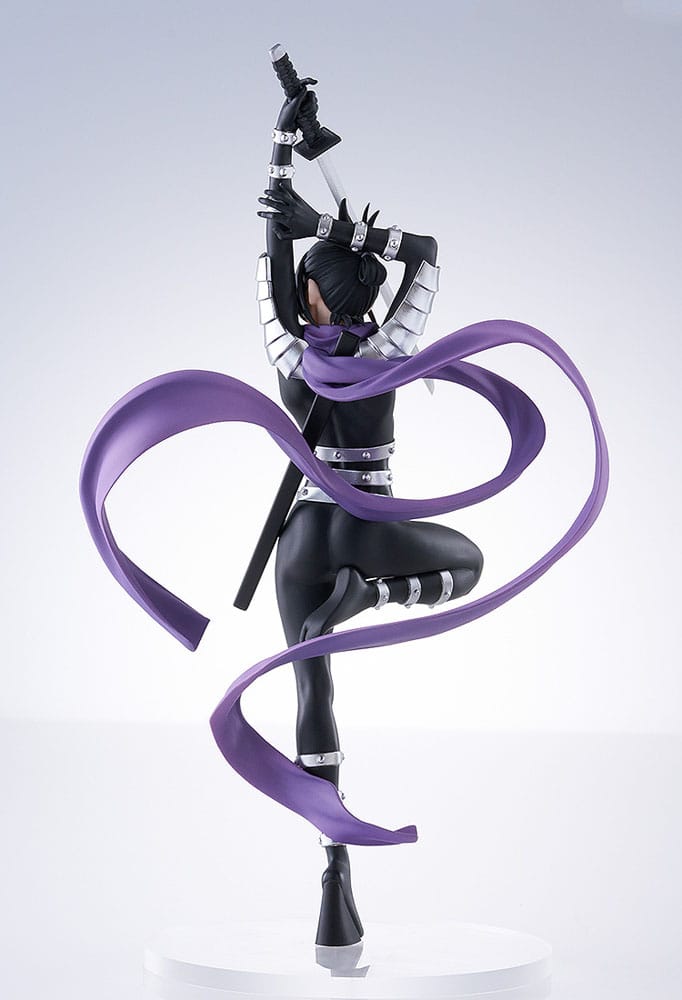 Good Smile Company Pop Up Parade Figur von Speed-o'-Sound Sonic aus One Punch Man mit erhobenem Katana und lila Schal.