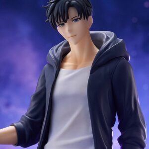 Good Smile Company Pop Up Parade L Figur von Sung Jinwoo aus Solo Leveling im dunklen Mantel mit Dolch.