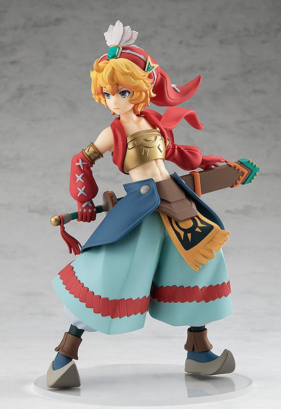 Good Smile Company Pop Up Parade Figur von Shiloh aus Legend of Mana im Abenteurer-Outfit greift nach seinem Schwert.
