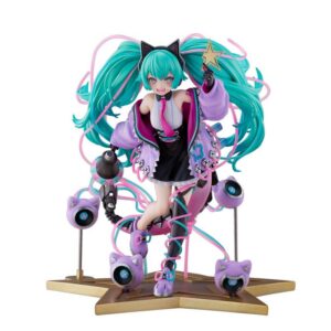 Hobby Stock 1/7 Maßstabsfigur von Hatsune Miku Digital Stars 2023 Ver. mit Katzen-Headset, schwebenden Lautsprechern und Sternen-Base.