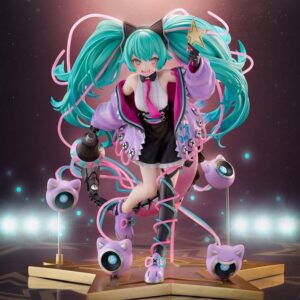 Hobby Stock 1/7 Maßstabsfigur von Hatsune Miku Digital Stars 2023 Ver. mit Katzen-Headset, schwebenden Lautsprechern und Sternen-Base.