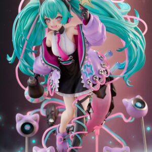 Hobby Stock 1/7 Maßstabsfigur von Hatsune Miku Digital Stars 2023 Ver. mit Katzen-Headset, schwebenden Lautsprechern und Sternen-Base.