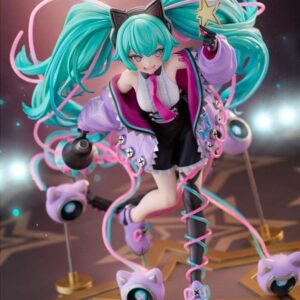 Hobby Stock 1/7 Maßstabsfigur von Hatsune Miku Digital Stars 2023 Ver. mit Katzen-Headset, schwebenden Lautsprechern und Sternen-Base.