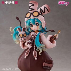 SEGA Figur von Hatsune Miku im Marshmallow-Hot-Cocoa-Outfit mit Kakaotasse auf Schokoladentafel-Base.