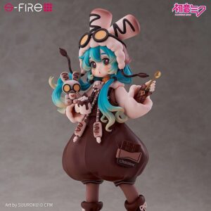 SEGA Figur von Hatsune Miku im Marshmallow-Hot-Cocoa-Outfit mit Kakaotasse auf Schokoladentafel-Base.