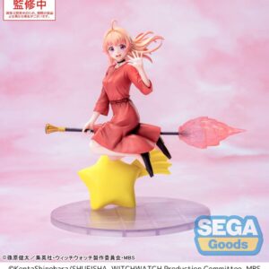 SEGA Luminasta Figur von Nico Wakatsuki aus WITCH WATCH reitend auf einem Besen über einem gelben Stern.