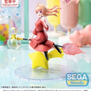 SEGA Luminasta Figur von Nico Wakatsuki aus WITCH WATCH reitend auf einem Besen über einem gelben Stern.