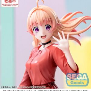 SEGA Luminasta Figur von Nico Wakatsuki aus WITCH WATCH reitend auf einem Besen über einem gelben Stern.