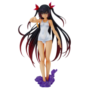 Max Factory Pop Up Parade Figur von Nemesis aus To LOVE-Ru Darkness im weißen Badeanzug mit Dango-Spieß und langen Haaren.
