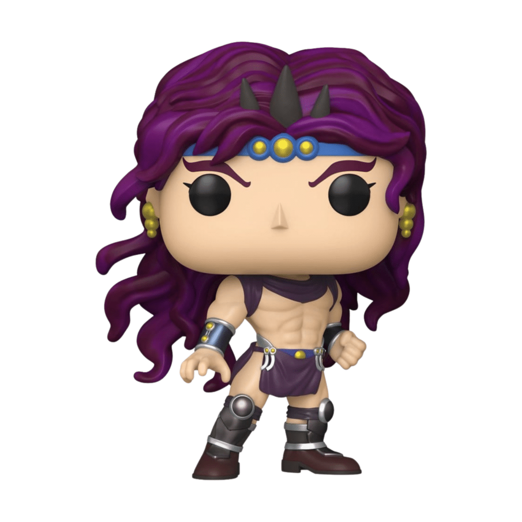 Funko POP! Animation Vinylfigur von Kars aus JoJo's Bizarre Adventure mit langem violetten Haar und Stirnband.