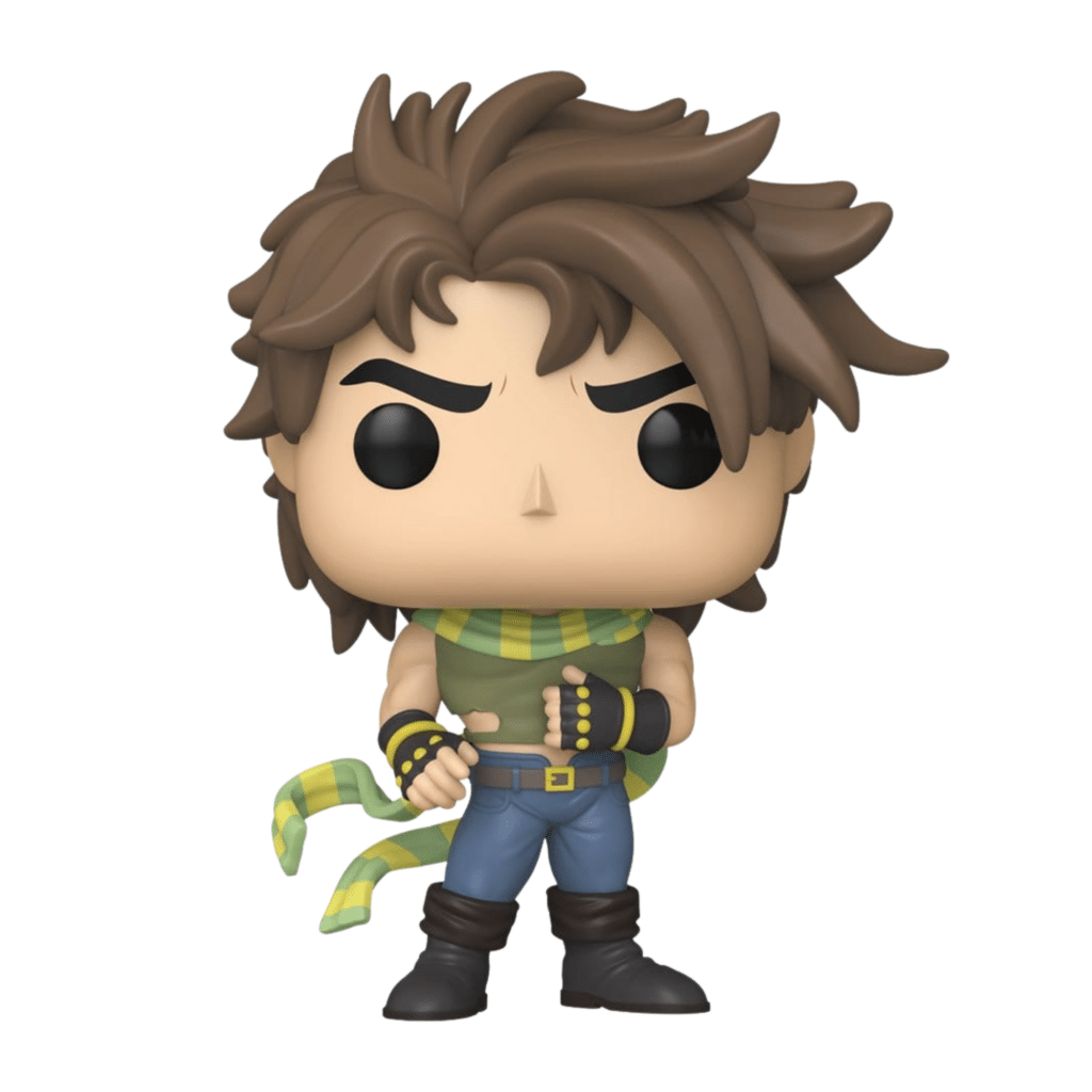 Funko POP! Animation Vinylfigur von Joseph Joestar aus JoJo's Bizarre Adventure mit grün-gelbem Schal und braunen Haaren.
