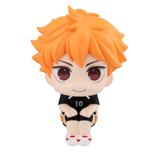 MegaHouse Haikyuu Look Up Chibi-Figur von Shoyo Hinata im schwarzen Trikot mit Nummer 10 und nach oben gerichtetem Blick.