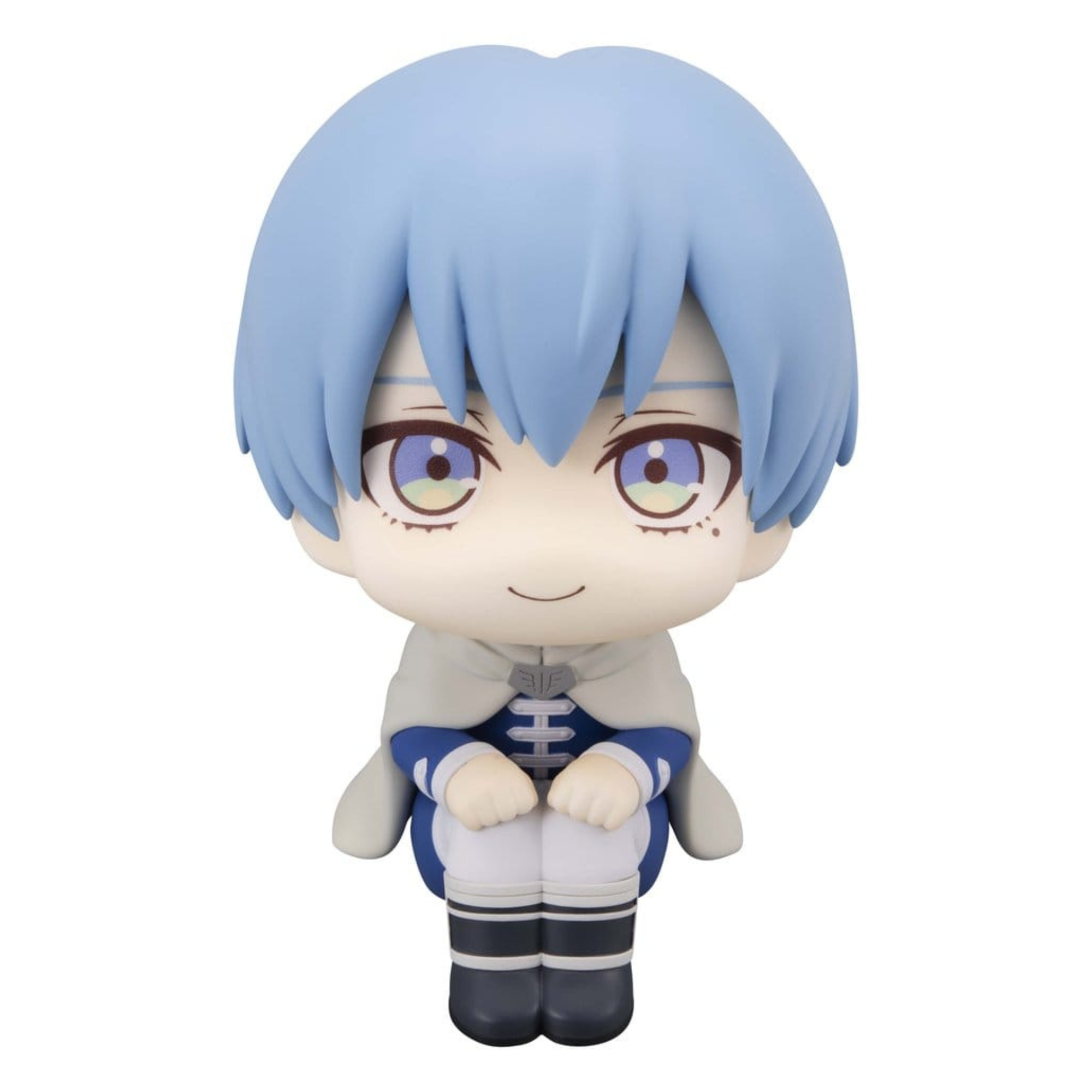 MegaHouse Frieren Look Up Chibi-Figur von Himmel mit blauem Haar, Heldenumhang und nach oben gerichtetem Blick.