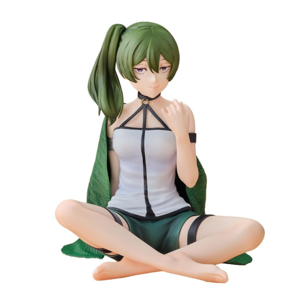 SEGA Frieren Loungewear Figur von Übel mit grünen Haaren in sitzender Pose im Freizeit-Outfit.