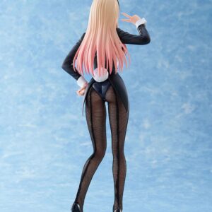 Aniplex My Dress-Up Darling Figur von Marin Kitagawa im schwarzen Bunny-Suit mit Netzstrumpfhosen und Hasenohren beim Peace-Zeichen.