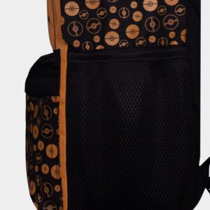 Pokémon Rucksack im braun-schwarzen Evoli-Design mit abstehenden Ohren und Pokéball-Muster auf der Fronttasche.