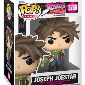 Funko POP! Animation Vinylfigur von Joseph Joestar aus JoJo's Bizarre Adventure mit grün-gelbem Schal und braunen Haaren.