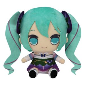 FuRyu Kyurumaru Plüschfigur von Hatsune Miku im blumigen Morning-Glory-Outfit mit violetten Blüten-Details.