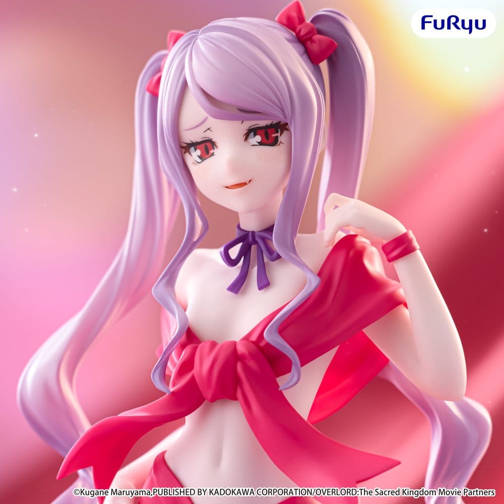 FuRyu Overlord BiCute Ribbons Figur von Shalltear Bloodfallen in roten Schleifen mit Zöpfen und High Heels.